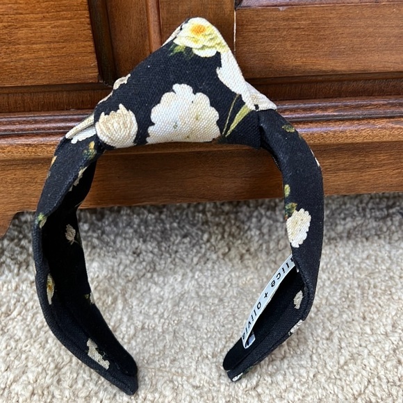 Alice and Olivia black floral Bella headband. main image 8
